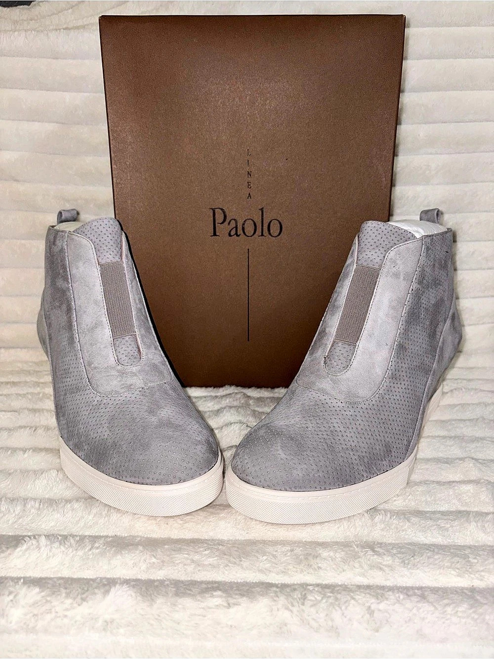 Paolo Anna-L Gray Authentic Kid Suede 2” Wedge Boots